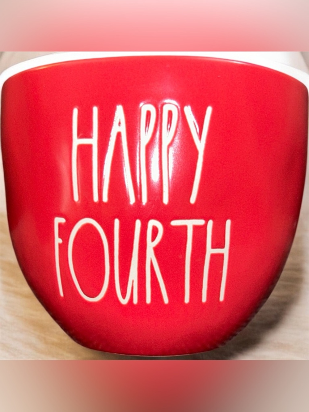 Rae Dunn Red "HAPPY FOURTH" Party Bowl